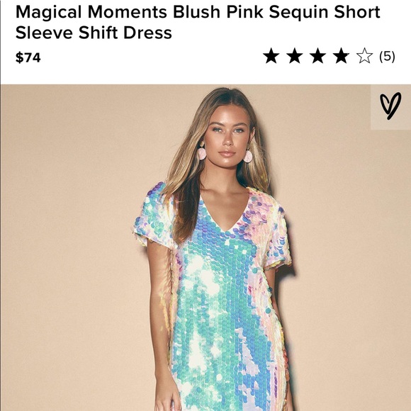 Lulus Dresses & Skirts - Worn Once! Lulu’s Pink Sequin Short Sleeve Shift Dress